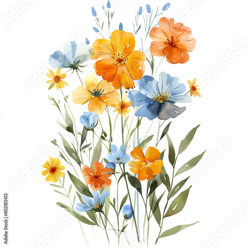 watercolor summer wildflower floral decoration