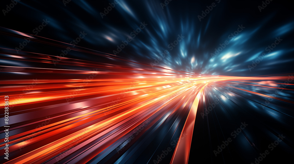 Vivid Blue and Red Light Streaks Converging in the Center Vivid Blue and Red Light Streaks Converging in the Center