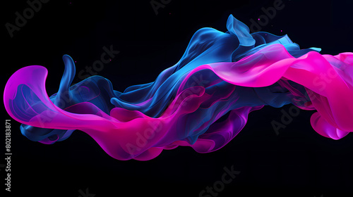 a composition of blue, pink, and purple liquid gracefully flowing on a black background photo