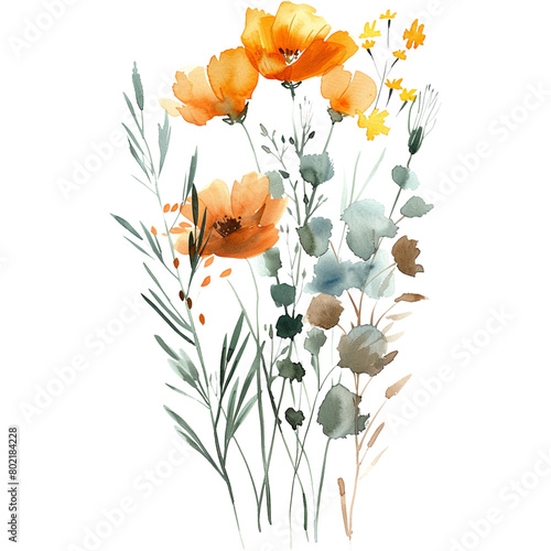 watercolor summer wildflower floral decoration (ID: 802184228)