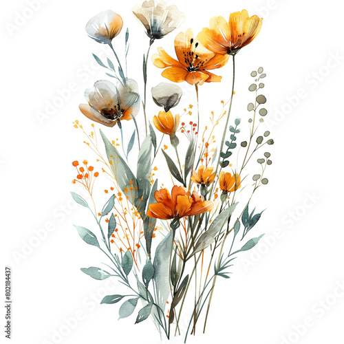 watercolor summer wildflower floral decoration (ID: 802184437)