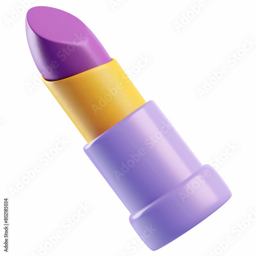 A purple lipstick with a yellow cap.