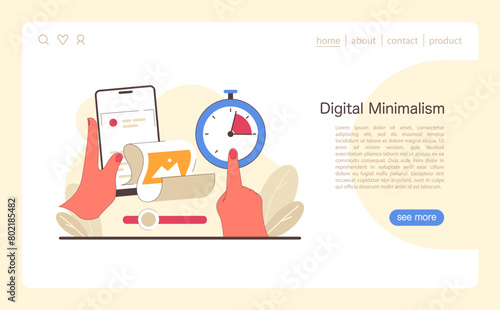 Digital Minimalism concept. Flat vector illustration