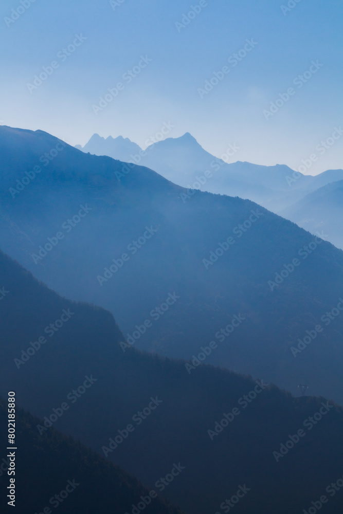 panorama of mountain ridges in the morning