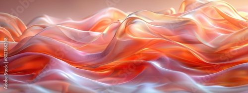 A closeup of an orange and pink silk fabric, with the texture of liquid flowing. Created with Ai