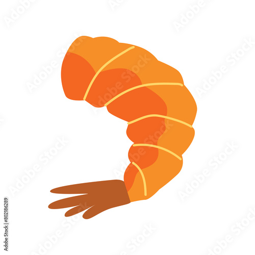 Shrimp tail vector illustration, headless shrimp flat icon, sea food recipe ingredients