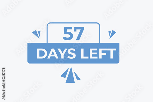 57 days to go countdown template. 57 day Countdown left days banner design. 57  Days left countdown timer  © creativeKawsar