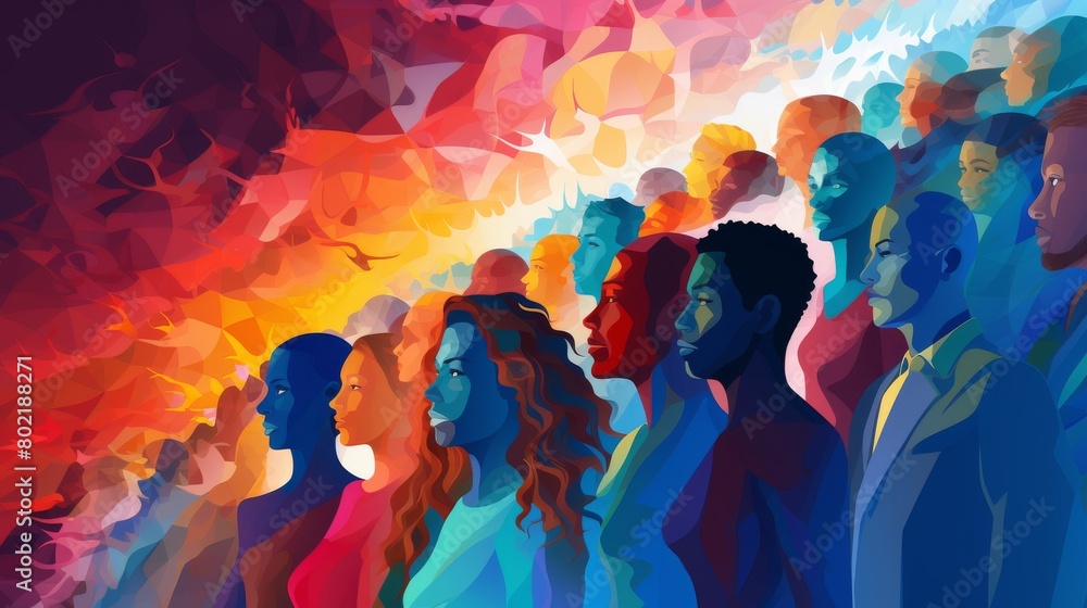 Embrace Diversity and Equality: Multicultural Silhouette Vector Illustration of Empowered Women and Men, Promoting Tolerance and Racial Equality in a Global Community Banner Background.