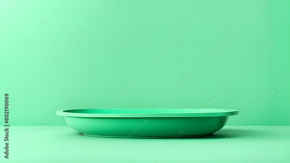 A green bathtub is sitting on a green wall A green bathtub is sitting on a green wall