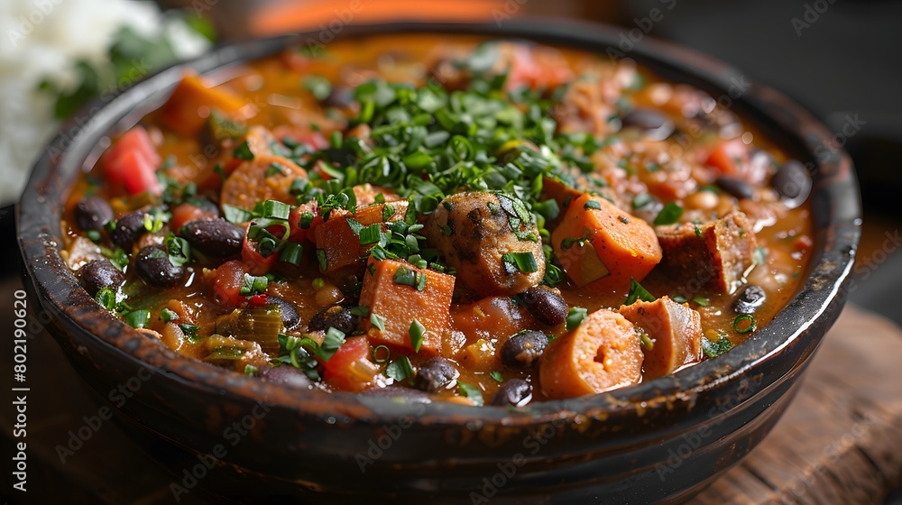 feijoada, brazilian food with black beans and pork meat