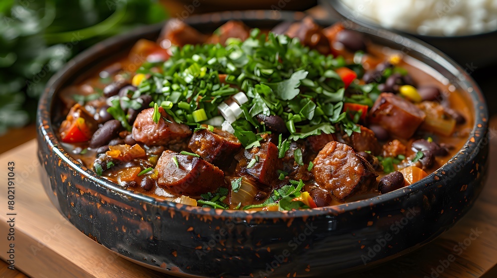 feijoada, brazilian food with black beans and pork meat feijoada, brazilian food with black beans and pork meat