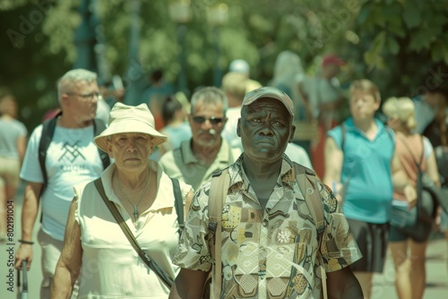 Unidentified people on the street in Kiev, Ukraine.