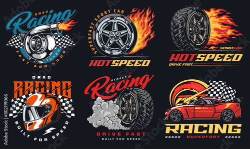 Street racing set flyers colorful