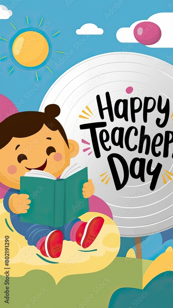 Fototapeta premium Teacher's Day, Poster, Teacher's Day Poster, Vector, Teacher's Day Vector, Happy Teacher's Day, Post, Teacher's Day Social Media Post. Card. Teacher's Day Typography, School Concept Teacher's Day,