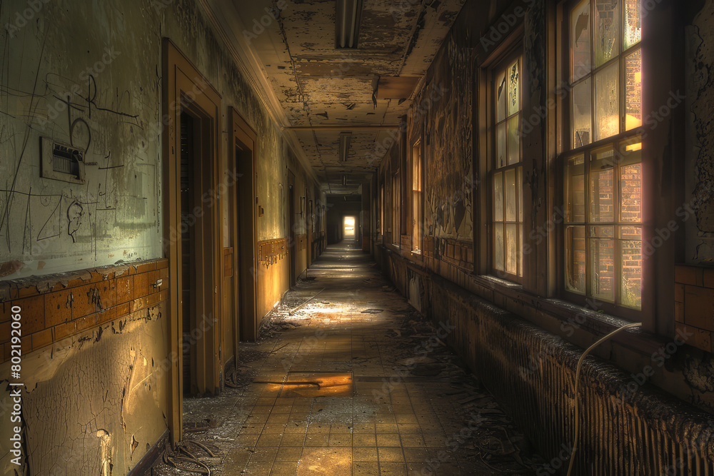 An abandoned asylum - its hallways lined with rusted medical equipment - breathes the thick air of forgotten souls' history