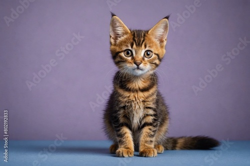 Somali kitten looking at camera, copy space. Studio shot.