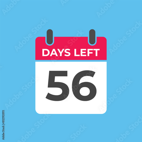 56 days to go countdown template. 56 day Countdown left days banner design. 56 Days left countdown timer 