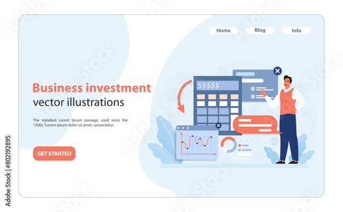 financial tools for efficient business investment. Flat vector illustration