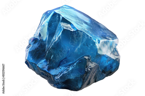 Blue gemstone isolated on transparent background.
