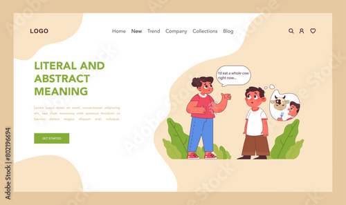 Literal and abstract meaning concept. Flat vector illustration