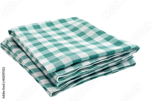 Checked Cotton Pocket Square On Transparent Background.