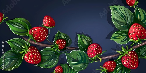 background picture with berries, a simple image of berry bushes, raspberries, strawberries and cherries photo