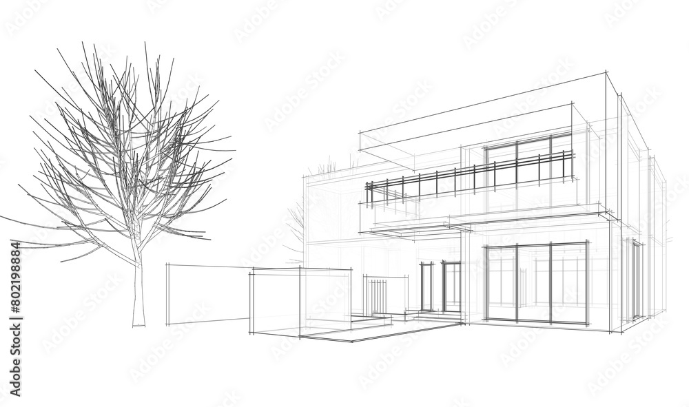 house building sketch architecture 3d 