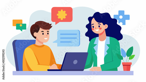 The company provided a preinterview coaching session for candidates with autism or social anxiety to help them feel more prepared and confident.. Vector illustration