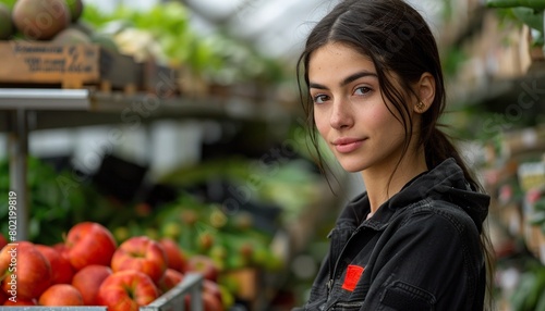 Young latin woman wearing volunteer uniform 