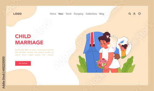 Child marriage concept. Flat vector illustration