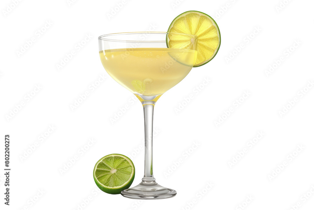 Margarita cocktail isolated on transparent background.