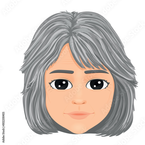 gray haired old woman head