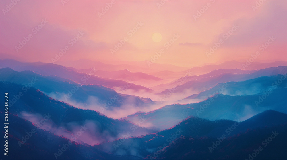 Explore a gradient backdrop moving from sunrise pinks to dusk blues, capturing the beauty of a day's beginning and end in one canvas.
