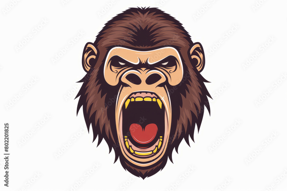 Angry cartoon gorilla showing teeth in a fierce expression Angry cartoon gorilla showing teeth in a fierce expression