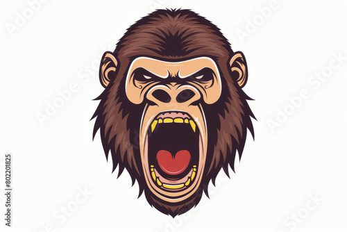 Angry cartoon gorilla showing teeth in a fierce expression © standret