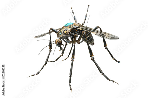 Robotic mosquito isolated on transparent background.