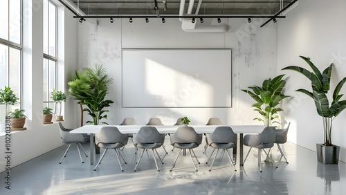 Sleekly Furnished White-Walled Conference Room Perfect for Business Meetings. Concept Business Meetings, White-Walled, Sleek Furnishings, Conference Room photo