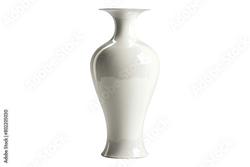 Tall neck white vase isolated on transparent background.