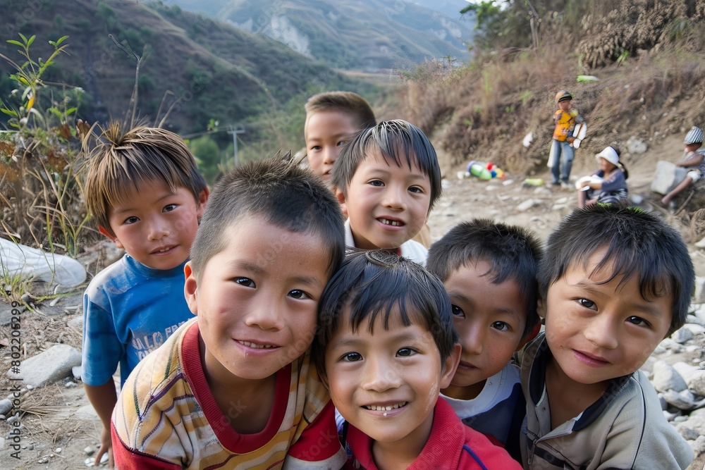 Group of children in Sapa, Vietnam Group of children in Sapa, Vietnam