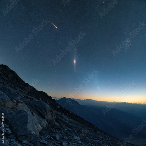 Halley's Comet over a Mountain photo