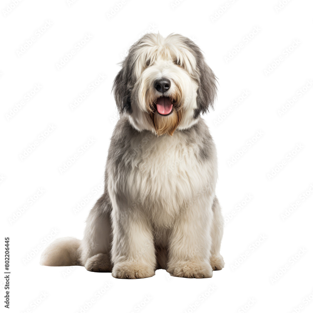 Old English Sheepdog Standing on transparent Background Old English Sheepdog Standing on transparent Background