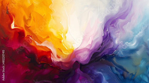 Dive into the captivating world of abstract art, where vibrant colors mingle to form an enchanting gradient wave. photo