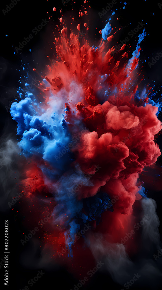 Powder explosion on dark background