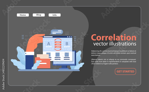 Analyzing diversification with correlation. Flat vector illustration.