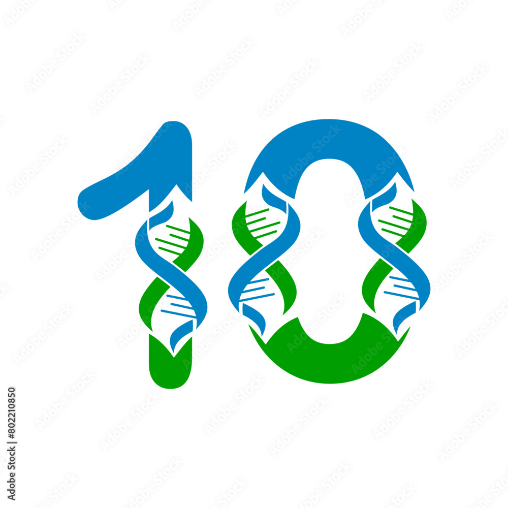 Fotografie Ten number dna logo template illustration