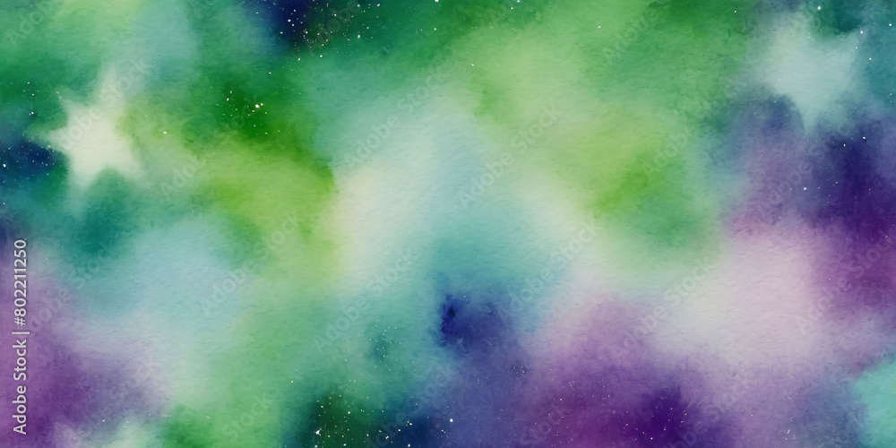 Fototapeta premium Green, Blue, Violet, abstract watercolor background.