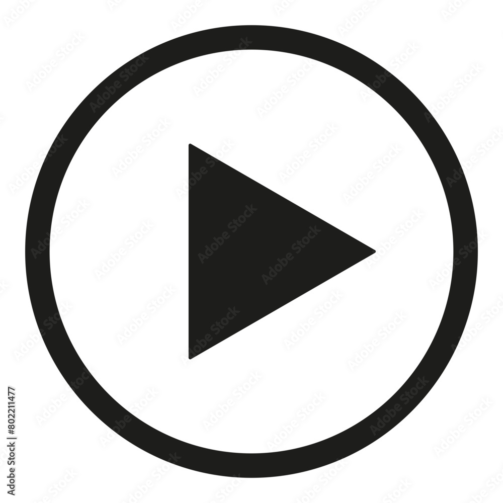 Black play button symbol inside circle - stock vector Black play button symbol inside circle - stock vector