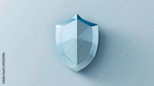 Cyber security safety shield in minimalistic style. 3d vector illustration. white background