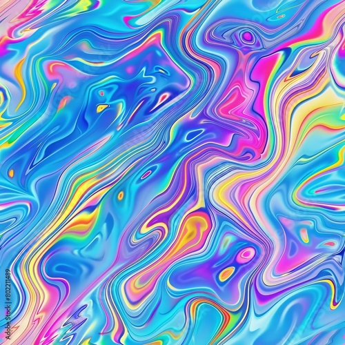 Flowing Neon Paint Seamless Pattern, Liquid Acrylic Flowing Texture Background Tile, Fluid Colors