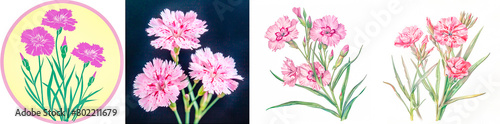 4 photos. Uses the carnation deltoid flower as a unique and recognizable logo. Ideal for businesses or organizations involved in gardening, nature or floral products. Symbolizes beauty, sustainability photo